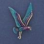 Bird Brooch with blue, purple, and silver enamel on gold-tone metal 38x56 mm +