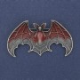 Brooch pendant Bat red and gray enamel, silver metal 36x60mm +