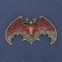 Brooch Pendant Bat Red and Gray Enamel on Gold-Toned Metal 36×60mm +