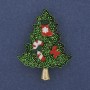 Brooch Pendant 'New Year's Tree' green enamel with gold-tone metal 32x42mm +
