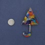 Magnetic Brooch Shield Umbrella Acrylic 63x36mm± Silver Metal