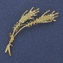 Brooch - Ears of Grain in Green and White with Crystals, Gold Metal 18x65mm+