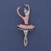 Brooch Pendant Ballet Dancer Pink Enamel Silver Tone Metal 25x57mm+