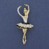 Brooch Pendant Ballet Dancer White Enamel with Gold Metal 25x57mm+