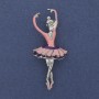 Brooch Pendant Baleraine Pink Enamel Gold-Tone Metal 25x57mm+