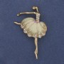 Brooch 'Ballerina' Beige Enamel with White Crystals Golden Metal 35×56mm+