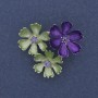 Brooch Pendant in green and purple enamel with purple rhinestones, silver metal 31x34mm
