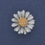 Brooch Daisy light blue and golden enamel silver-tone metal 26mm+