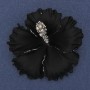 Brooch pendant Flower Petunia black matte enamel iridescent rhinestones silver metal 51x51mm+