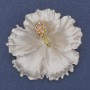 Brooch Pendant Flower Petunia White Matte Enamel with Pink Rhinestones Gold Tone Metal 51x51mm+