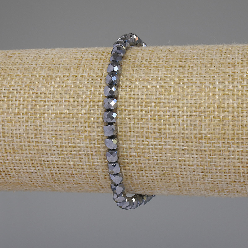 Bracelet Terahertz Faceted Cube, 4×4 mm diameter, 18 cm length stretch