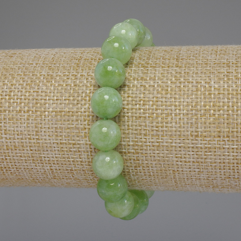 Bracelet Chrysoprase Olivine Smooth Ball, diameter 10mm±, length 18cm stretch