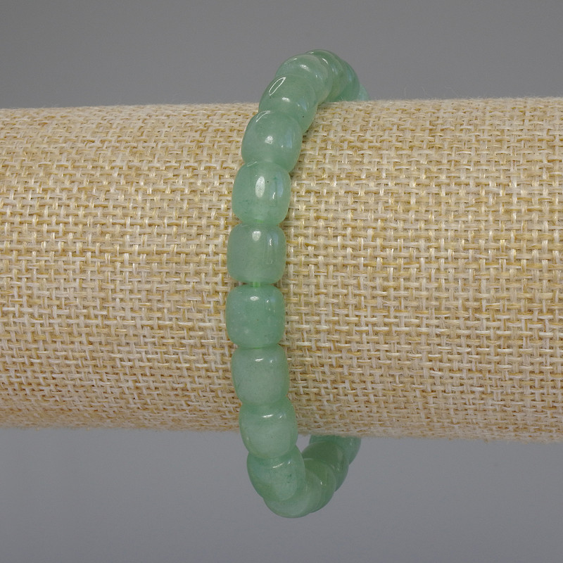 Jade Cylinder Bracelet, 8x8 mm diameter, 18 cm length (stretch)