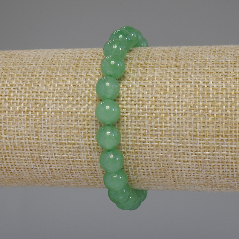 Nephrite Bracelet Smooth Bead, 8mm diameter ±, 18cm length Stretch