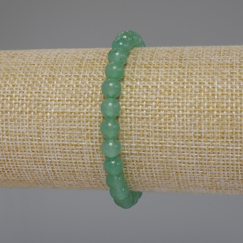 Jade Bracelet Smooth Bead, 6.5 mm diameter, 18 cm length stretchy