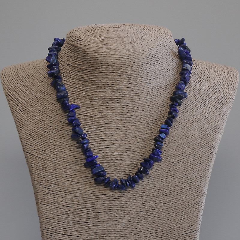Lapis Lazuli Bead Necklace, chip form, diameter 6-13×2-7mm, length 50cm ± with clasp