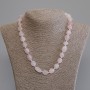 Necklace Beads Rose Quartz, faceted, 11-16×9-11 mm, length 50 cm, with clasp