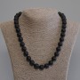 Shungite Beads (pieces) smooth ball, diameter 12mm+-, length 50cm+- with clasp