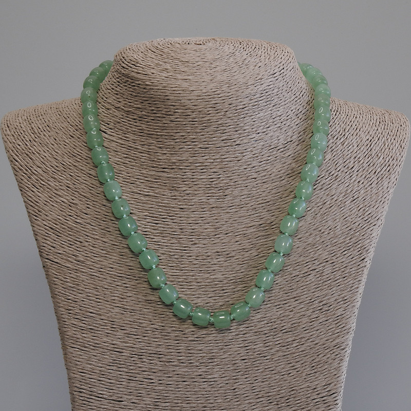 Necklace of Natural Jade Barley Shaped Beads, 8x8 mm, length 50 cm
