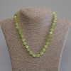 Chrysoprase Olivine Beaded Necklace, beveled diamond-shaped stones, diameter 9x8mm±, 3mm+Ø seed beads, length 50mm± with clasp