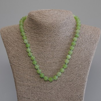 Chrysoprase Olivine Bead Necklace, smooth round beads diameter 8mm±, length 50mm± with clasp