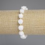 Bracelet White Quartz Faceted Diamond-shaped Beads, diameter 10x9mm+-, seed beads 3mm+-, length 18cm +