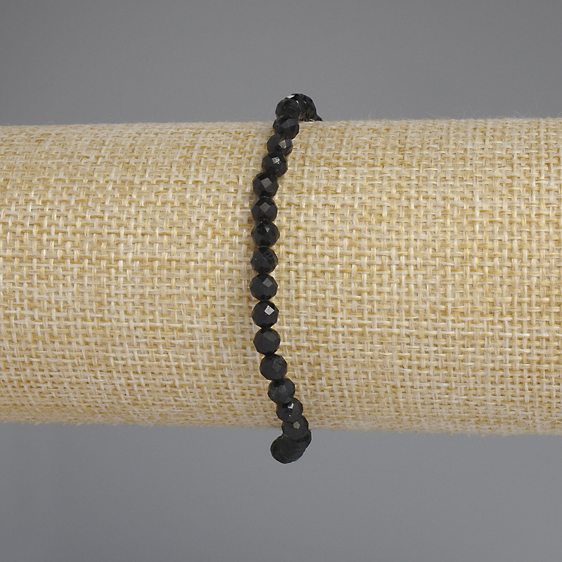 Shungite Bracelet Faceted Beads, 4 mm diameter, length 18 cm