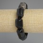 Natural Stone Bracelet Obsidian Silver-Tone Faceted Beads, 20x15-16mm+-, length 7.1in +