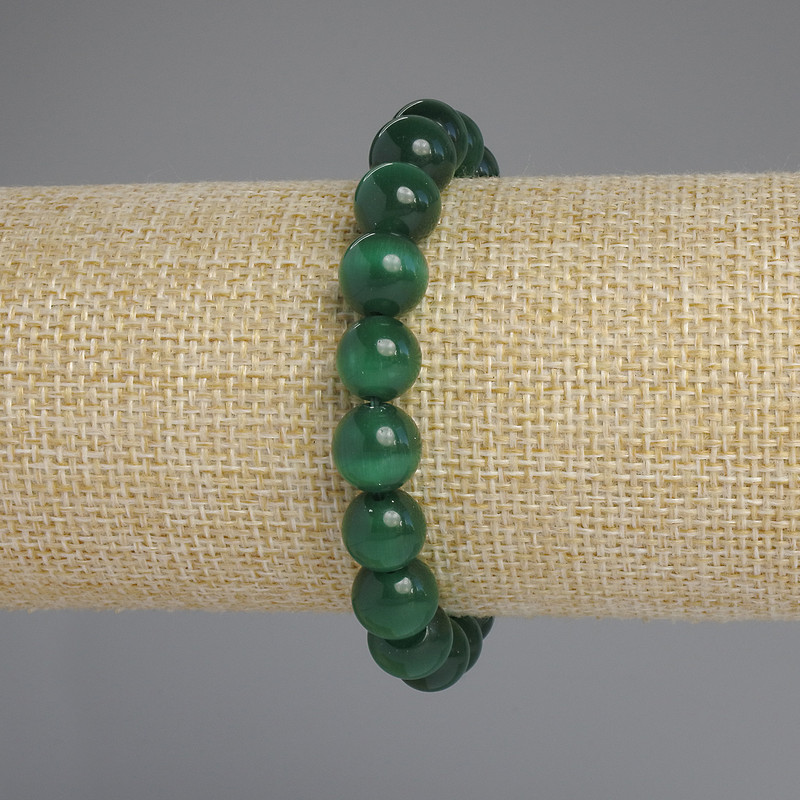 Bracelet Cat's Eye Smooth Bead, diameter 10mm±, length 18cm±, stretch