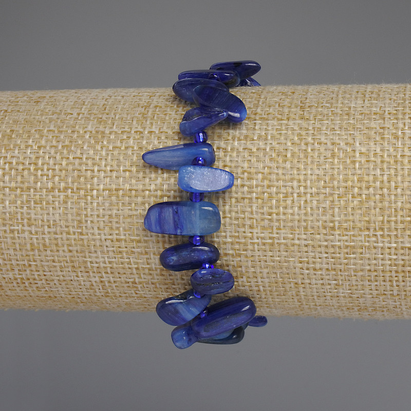 Kyanite Faceted Bracelet - Butterfly, 11-16×6-8 mm+/- beads 3 mm+-, length 18 cm+/- stretchy