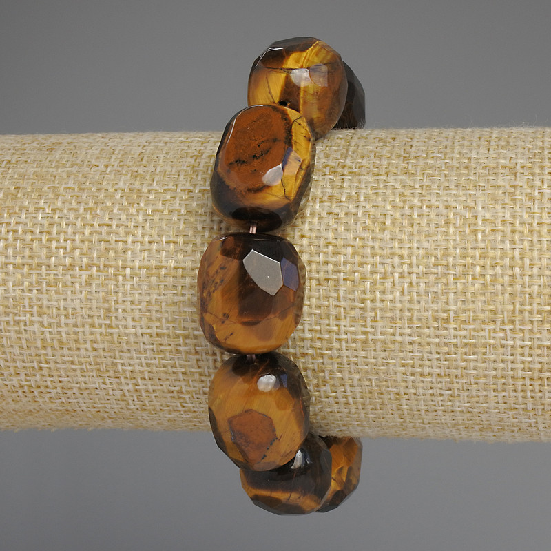 Tiger's Eye Bead Faceted Rolled Bead Bracelet, diameter 17-22×14-16mm ±, length 18cm ± stretch
