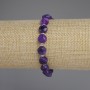 Sugilite Bracelet Faceted Coin Beads 8mm Dia + 3mm Seed Beads, 18cm Chain (stretch)