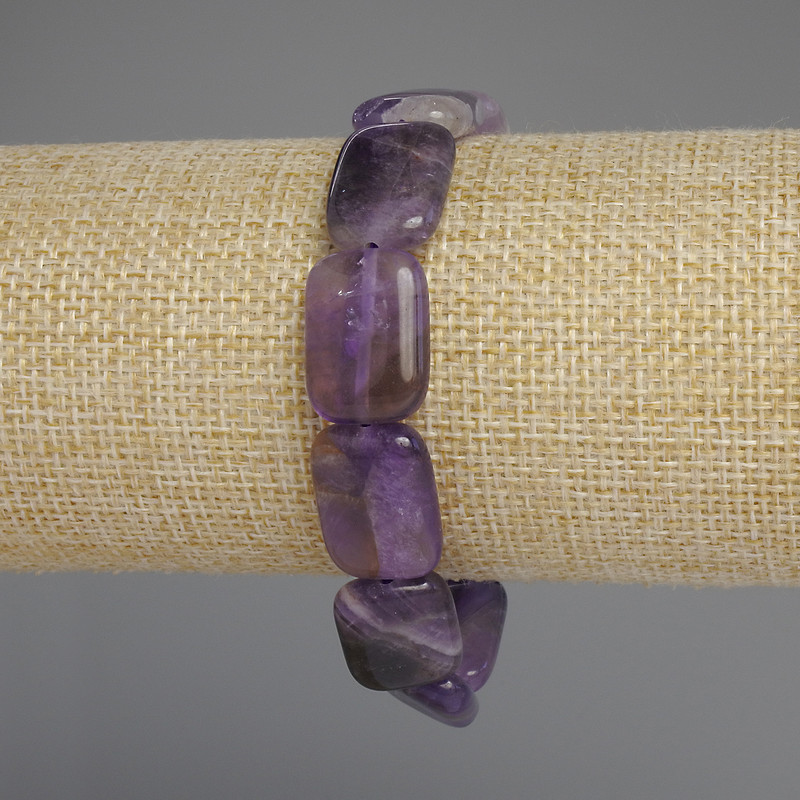 Amethyst bracelet rectangular link, diameter 18x13mm±, length 18cm±, stretch