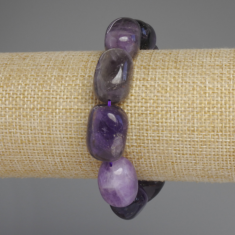 Amethyst Faceted Beaded Bracelet, 20x14mm diameter, adjustable length 18 cm, stretch bracelet with natural inclusions