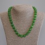 Necklace Green Cat's Eye Smooth Beads, 12mm diameter ±, length 50cm ± with clasp