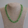 Necklace of Green Cats Eye Smooth Bead, 9.5mm diameter, length 50 cm plus/minus with clasp