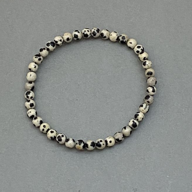 Dalmatian Jasper Bead Bracelet, 5mm± beads, length 18cm±, stretch