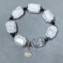 Howlite Bead-Set Faceted Bracelet, 20x15 mm, stretchy, 18 cm long