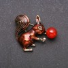 Brooch Squirrel with cornelian enamel brown-gold metal 35×40mm