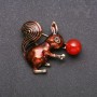 Brooch Squirrel with cornelian enamel brown-gold metal 35×40mm