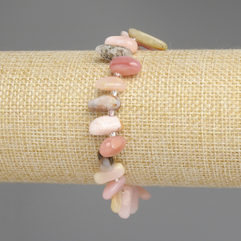 Bracelet Pink Opal Bead Heart</s>?>