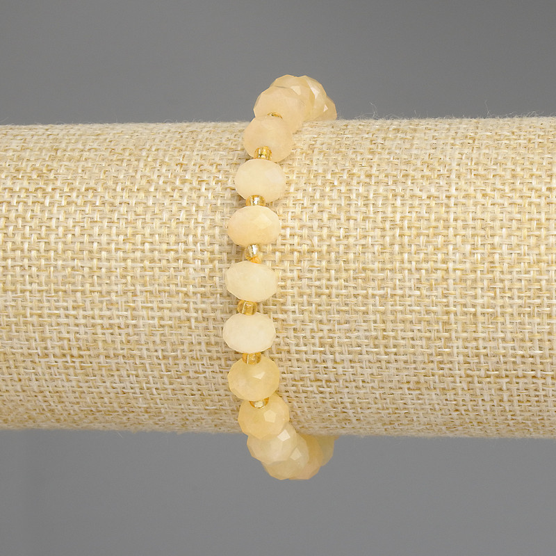 Faceted Citrine Bracelet, Rondelle 8x5 mm, 5 mm+- beads 3 mm+-, length 18 cm +- stretch
