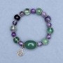 Bracelet Fluorite Bead 10mm+-Amethyst Bead, 8mm+- Jade Tubular 20x15mm+-, length 18cm Stretch