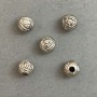 Bead Center Insert, 6 mm diameter, pack of 22 ±, hole 2 mm ±, metal color "Silver"
