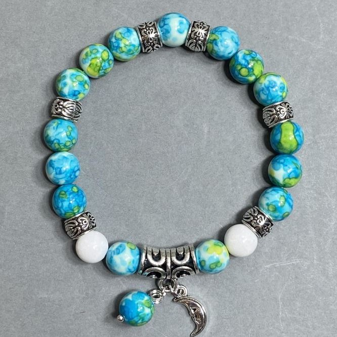 Agate Variscite Bead Bracelet (individual bead) diameter 8.5mm±, length 18cm±, stretch