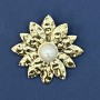 Brooch Pendant Flower Pearl Golden Metal 40mm+