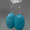 Earrings with oval smooth cabochons resembling turquoise, 21x55mm+