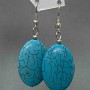 Earrings with oval smooth cabochons resembling turquoise, 21x55mm+