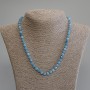 Aquamarine Beads Granulated Cube Necklace, 5x5 mm, length 50 cm, with clasp