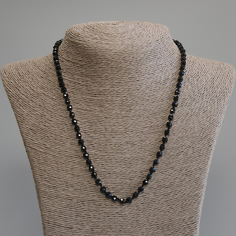 Necklace of Black Tourmaline, Faceted Cube, 5×5 mm, approx. 50 cm long with clasp